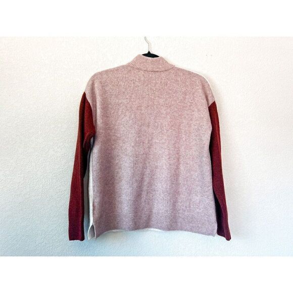 Madewell Wool Blend Redmond Mockneck Pocket Sweater in Colorblock Size XS - Picture 5 of 7
